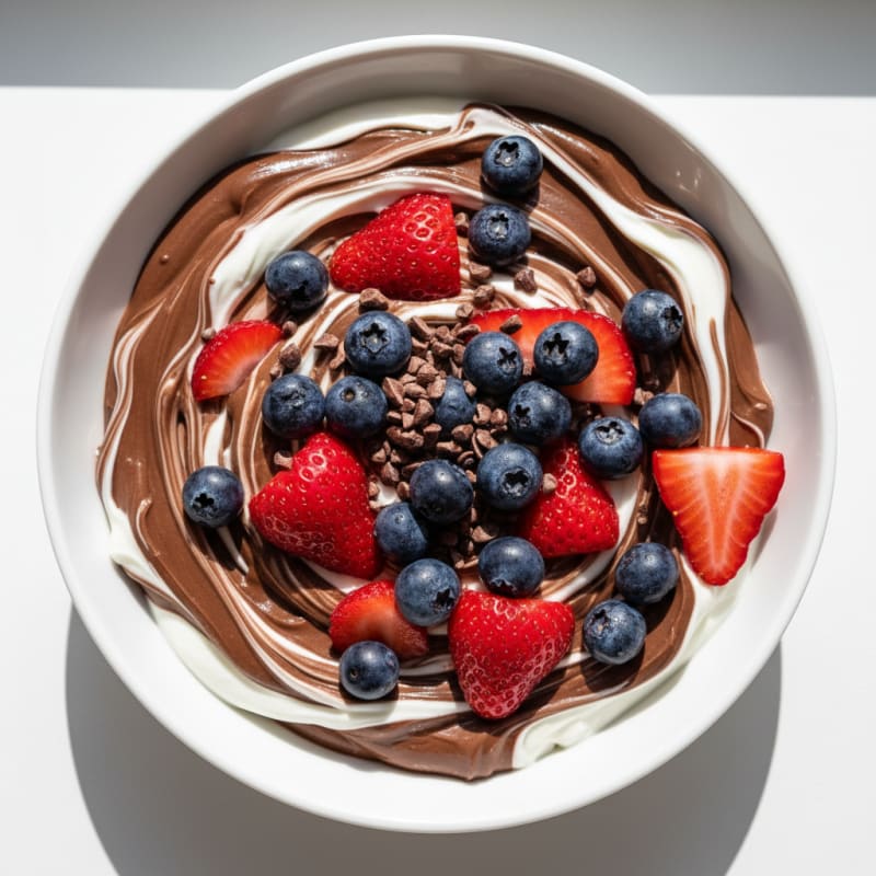 Silky Greek Yogurt Bowl with Chocolate Protein and Fresh Berries