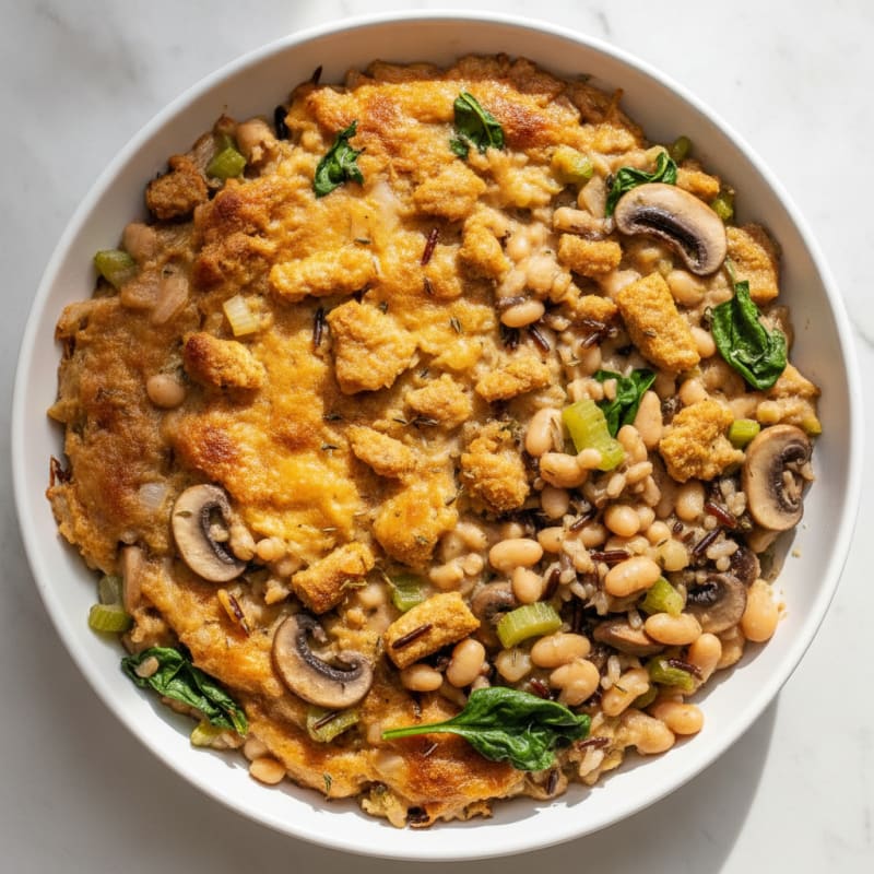 Creamy Vegan Hotdish with Wild Rice