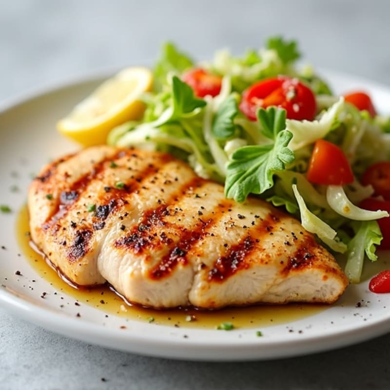 Grilled Chicken Breast with Crunchy Shredded Cabbage Salad