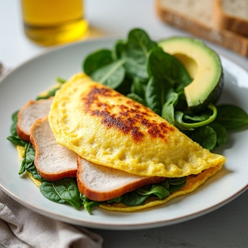 Egg White Spinach Omelet with Grilled Turkey Breast