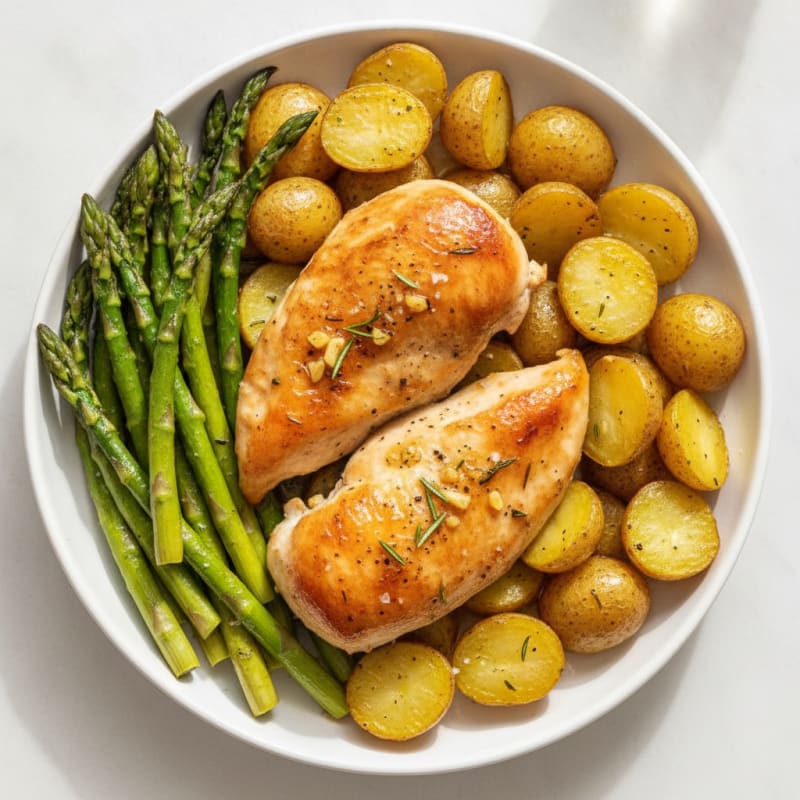 Lemon Herb Roasted Chicken with Asparagus