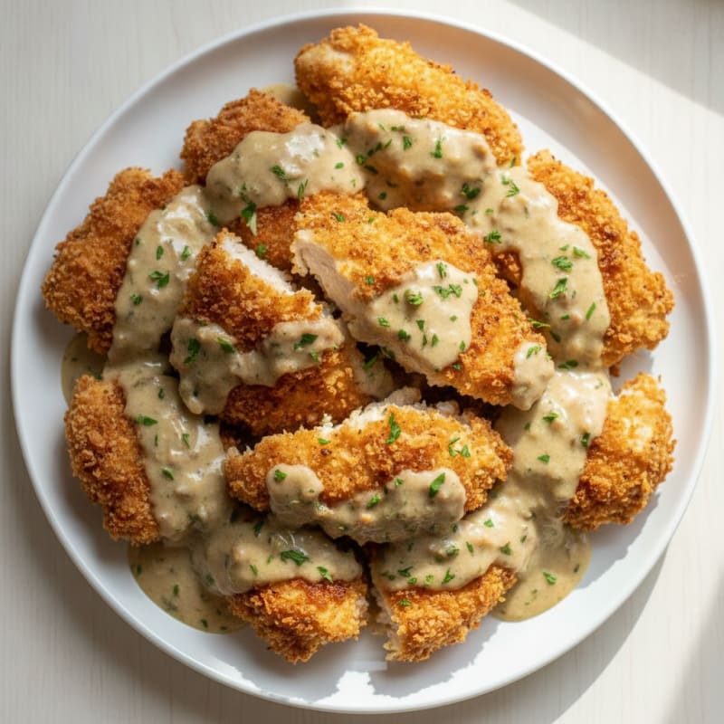 Crispy Buttermilk Fried Chicken with Creamy Gravy