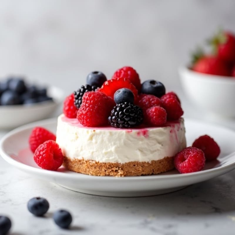 Cottage Cheese Protein Cheesecake with Fresh Berries