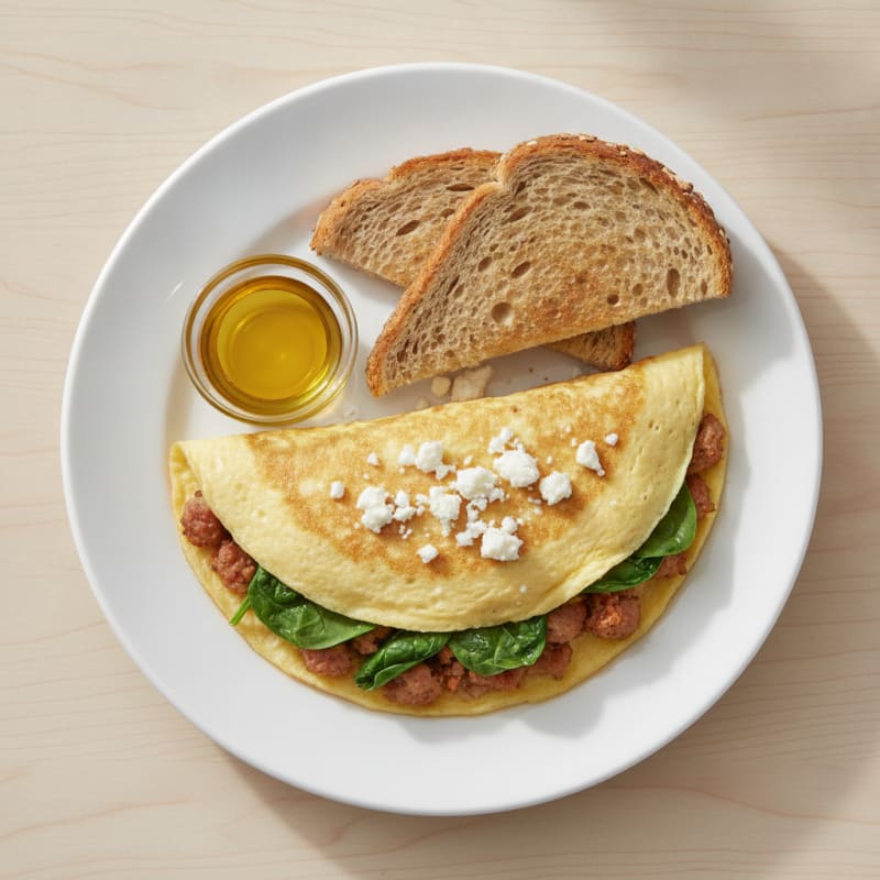 Egg White Spinach Omelette with Turkey Sausage