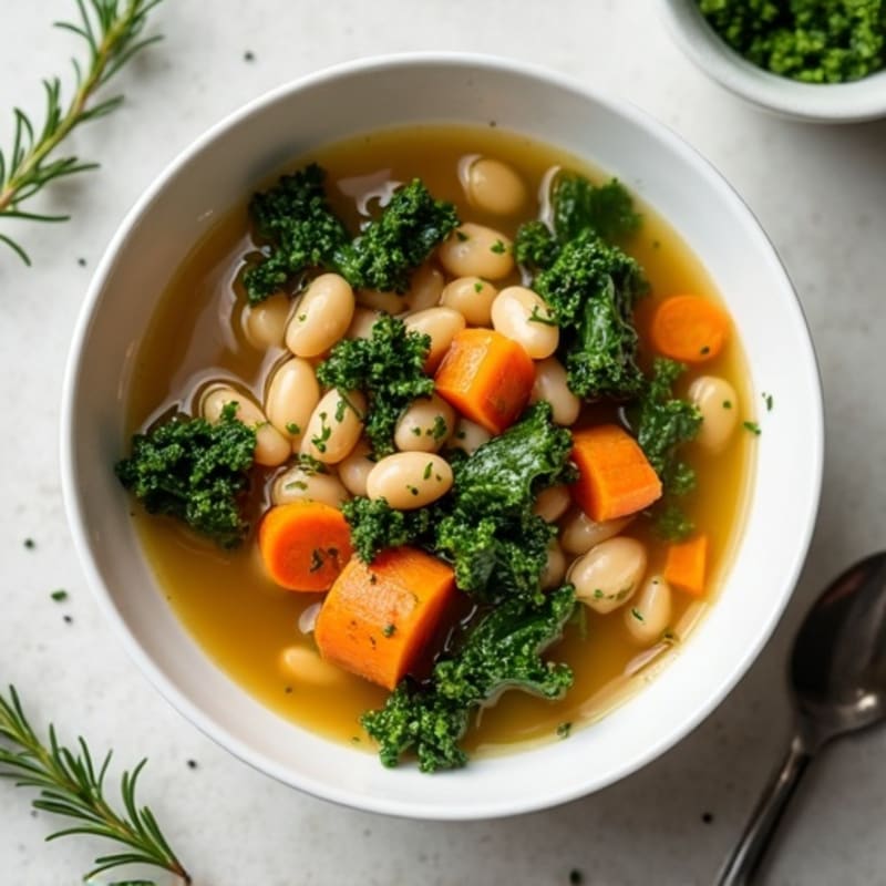 Hearty Garlic Herb Kale and White Bean Soup
