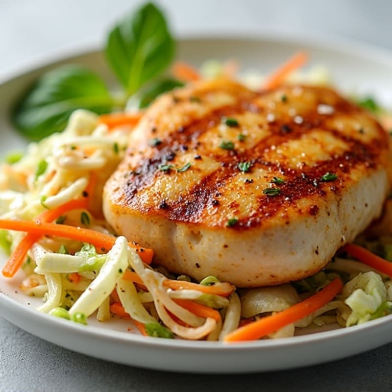 Grilled Chicken Breast with Crunchy Cabbage Slaw