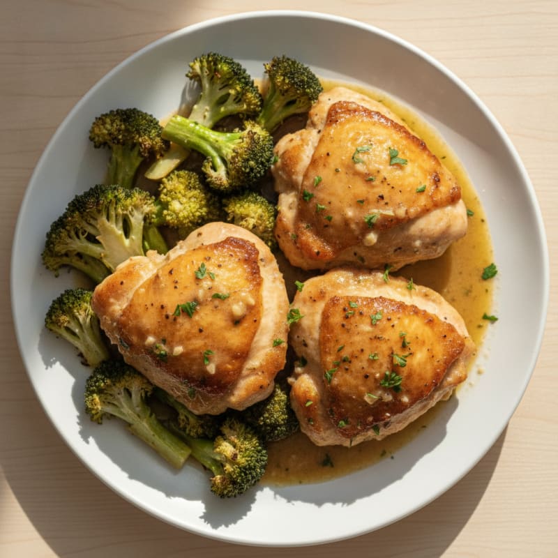 Pan-Seared Chicken Thighs with Garlic-Herb Sauce