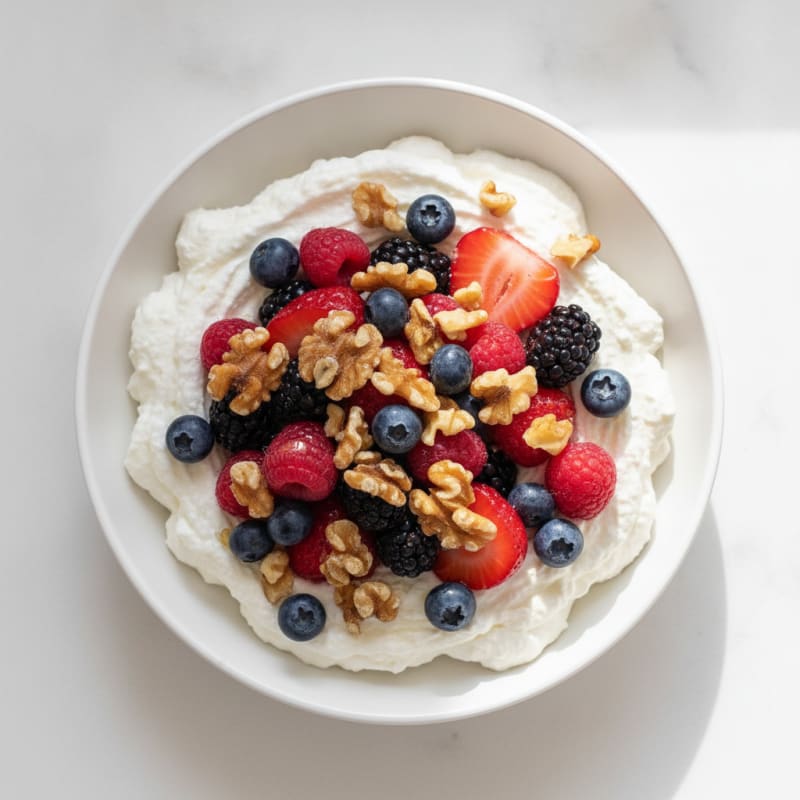 Silky Greek Yogurt Protein Mousse with Mixed Berries