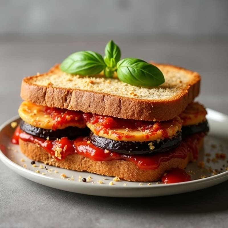 Crispy Baked Eggplant Parmesan Sandwich