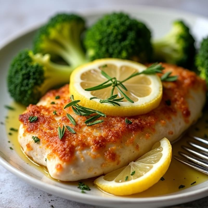 Crispy Lemon Herb Chicken with Roasted Broccoli