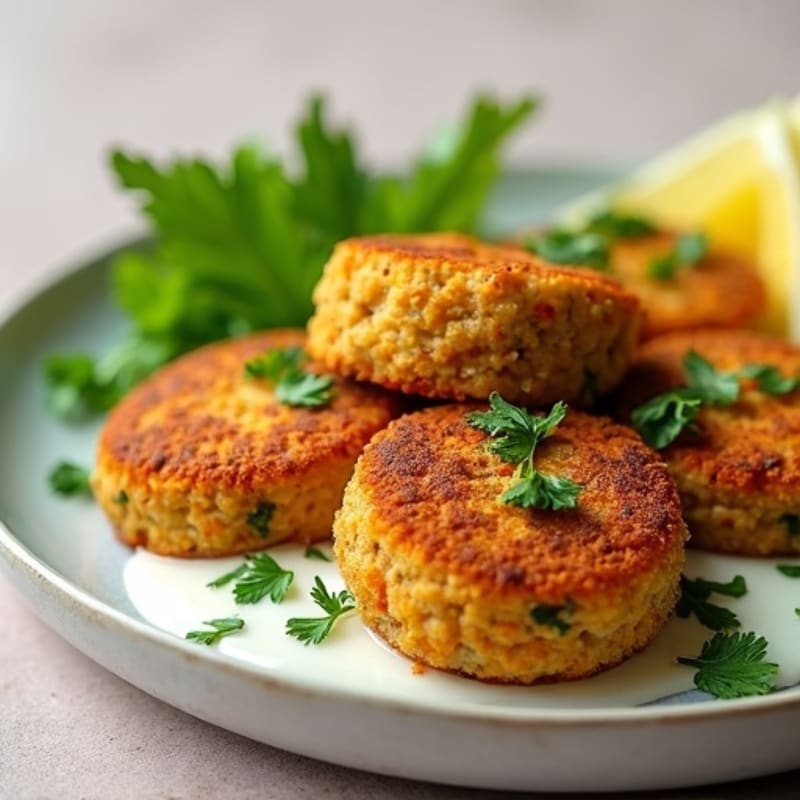 Crispy Baked Falafel with Lemon-Garlic Tahini