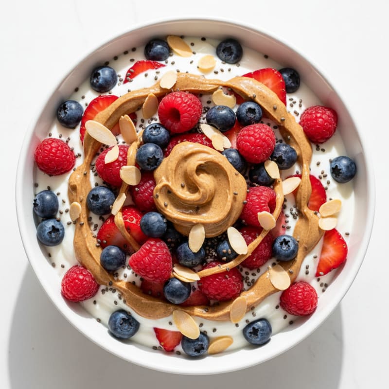 Creamy Greek Yogurt Parfait with Mixed Berries and Almond Butter