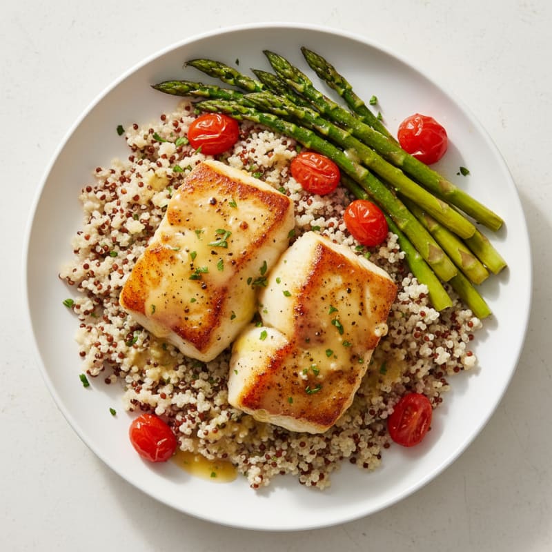 Golden Pan-Seared Halibut with Zesty Lemon