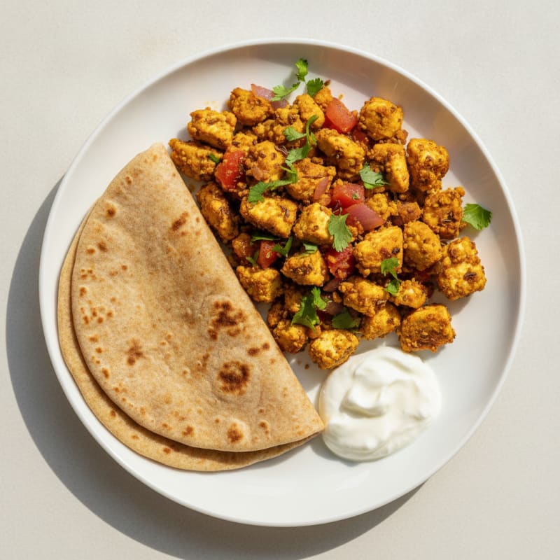 Spiced Paneer Burji with Whole Wheat Roti