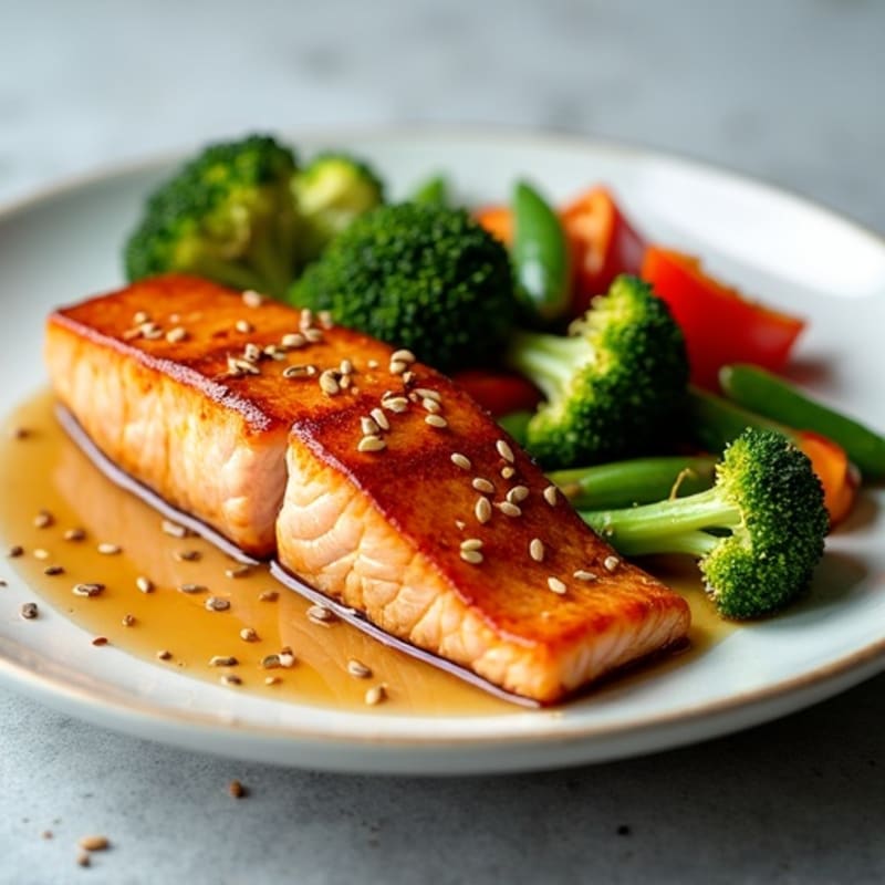 Honey-Ginger Glazed Salmon with Sesame Vegetables