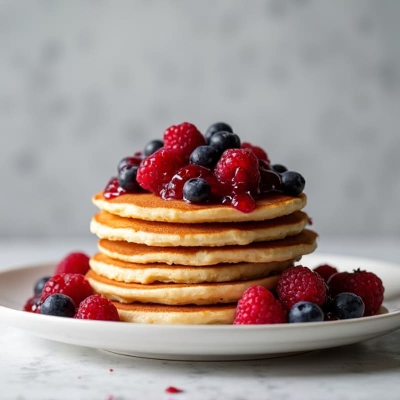 Fluffy Protein Pancakes with Berry Compote