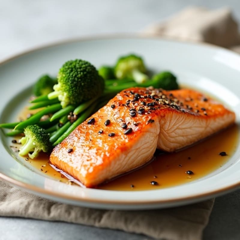 Honey-Ginger Glazed Salmon with Sesame Vegetables