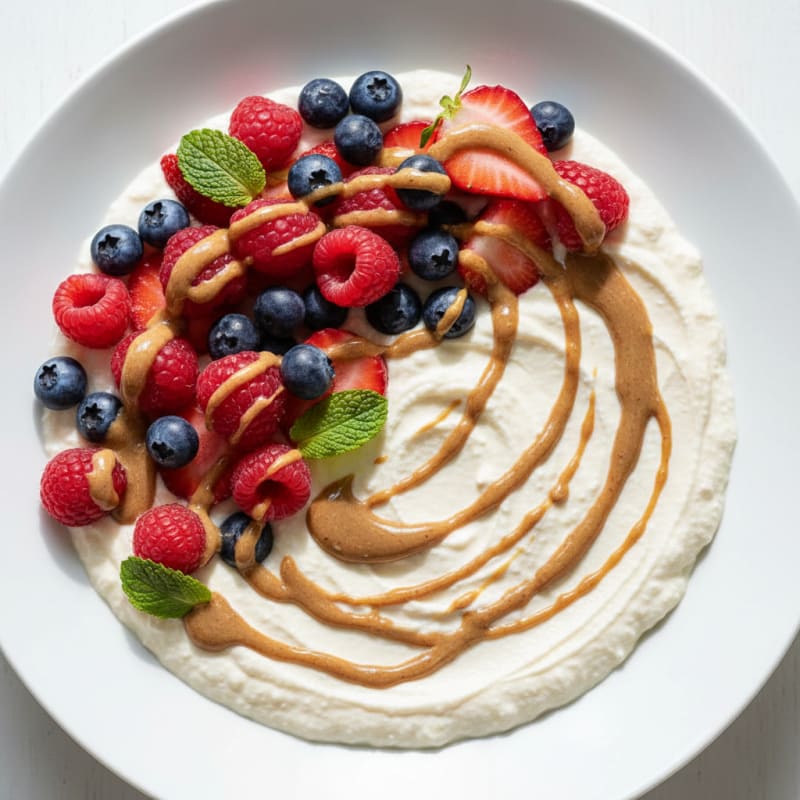 Silky Tofu Protein Smoothie Bowl with Almond Butter and Berries
