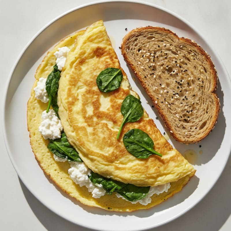Egg White Spinach Omelet with Cottage Cheese