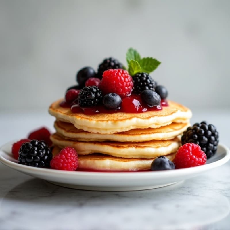 Fluffy Egg White Protein Pancakes with Berry Compote