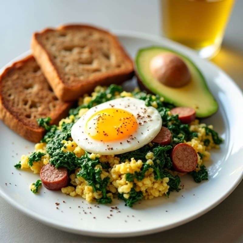 Egg White Scramble with Spinach and Turkey Sausage