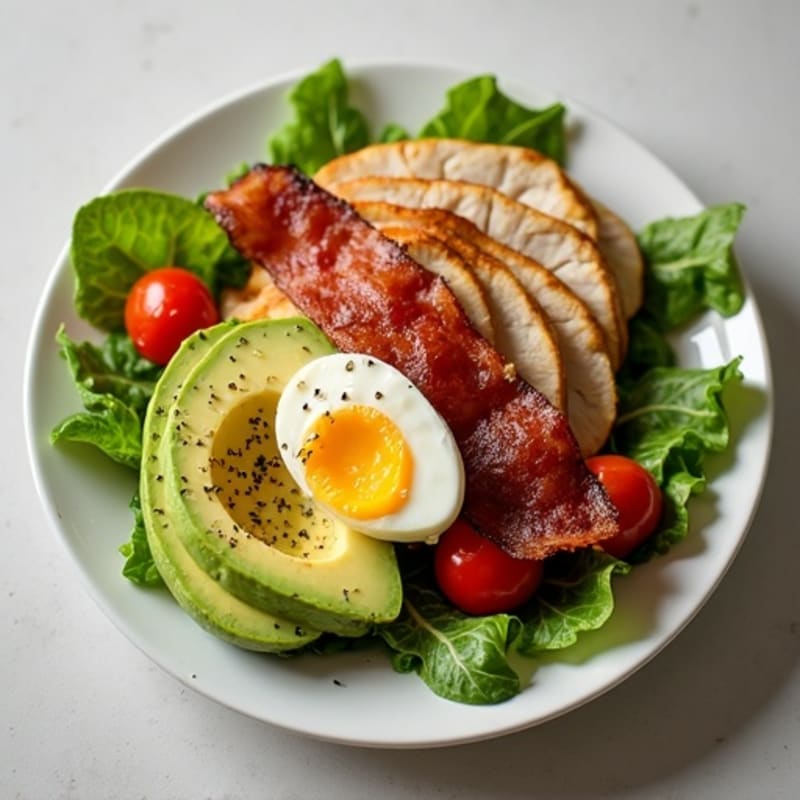 Crispy Bacon and Creamy Avocado Salad with Roasted Tomatoes