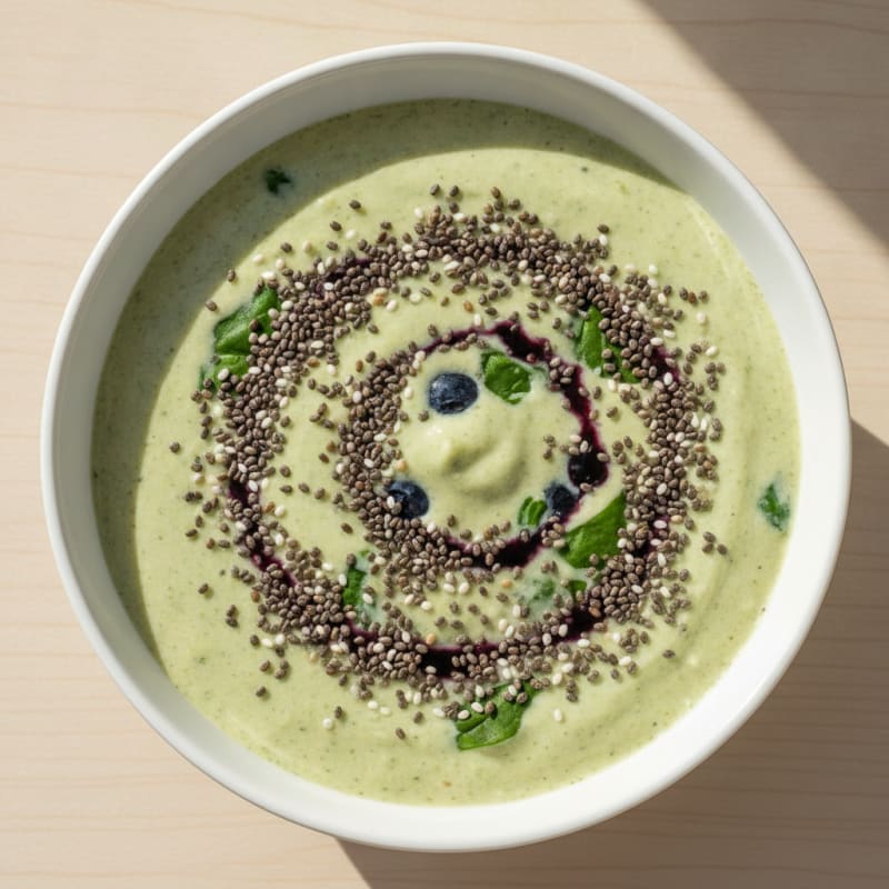 Silky Tofu Protein Smoothie with Chia and Spinach