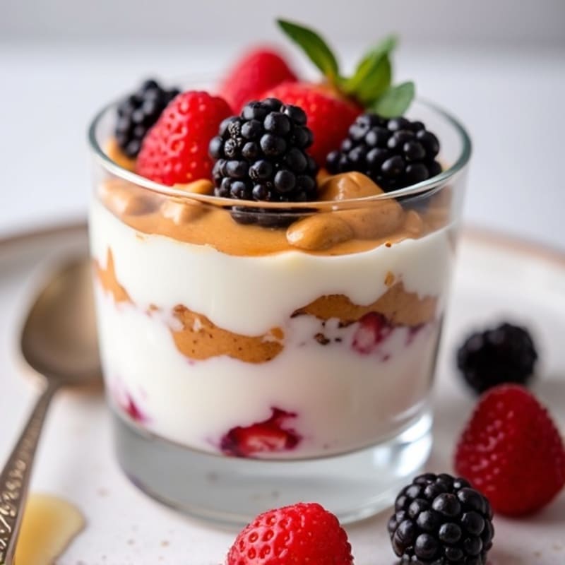 Creamy Greek Yogurt Parfait with Mixed Berries and Almond Butter