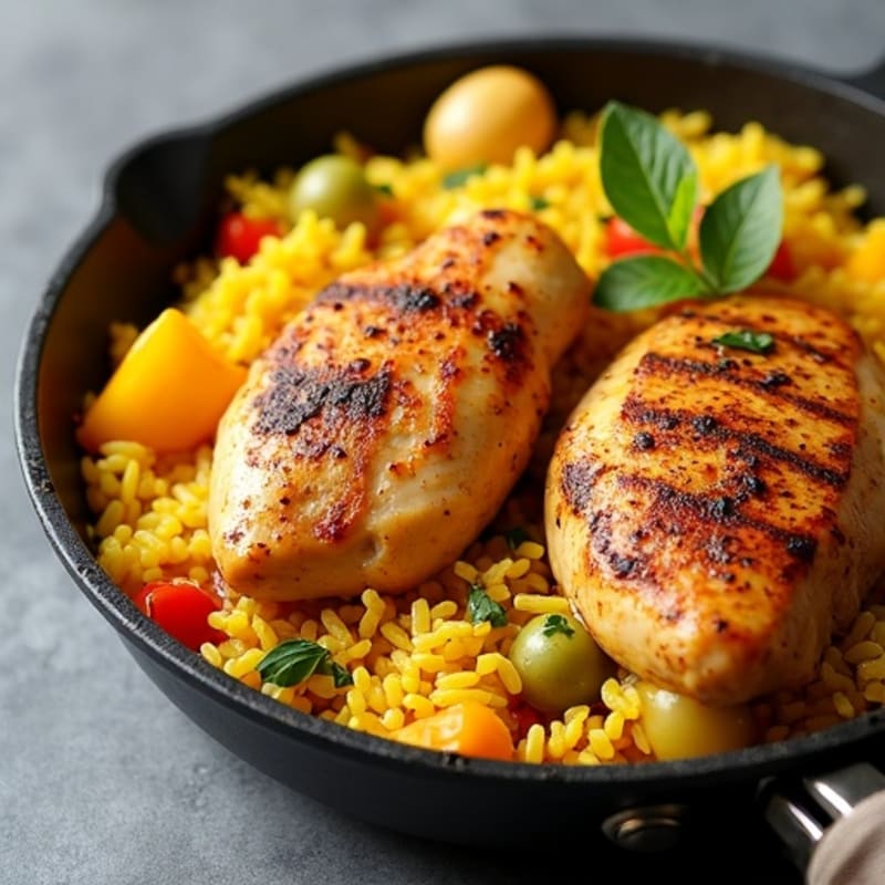 Saffron Chicken and Yellow Rice Skillet