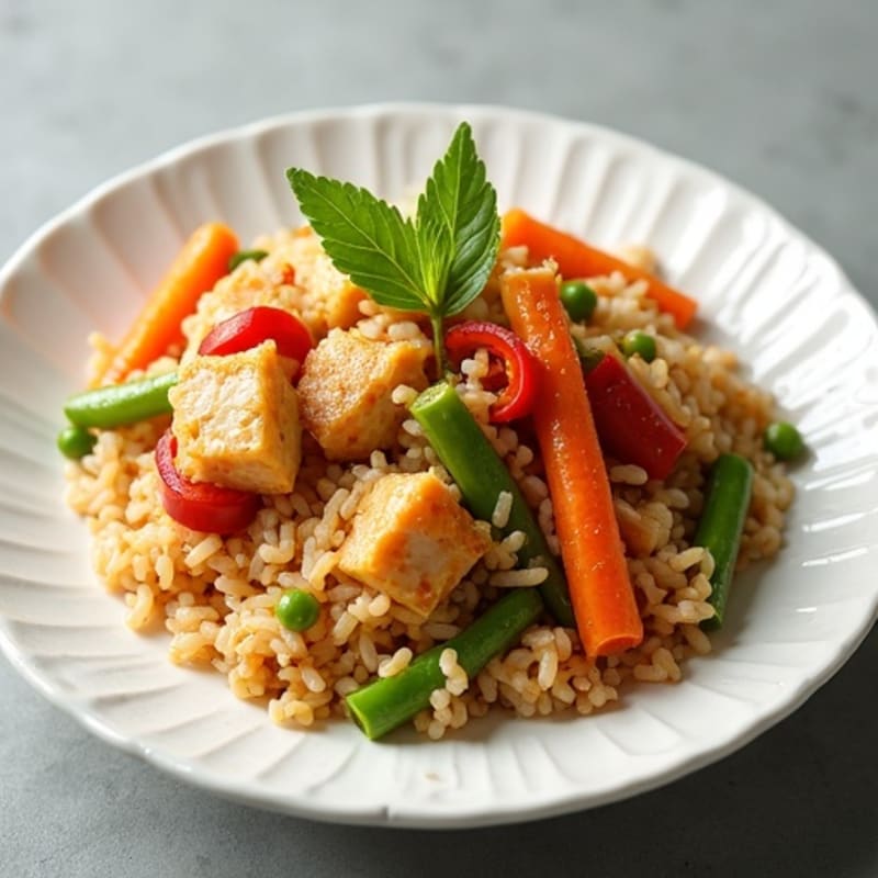 Healthy Chicken Fried Rice with Crispy Vegetables