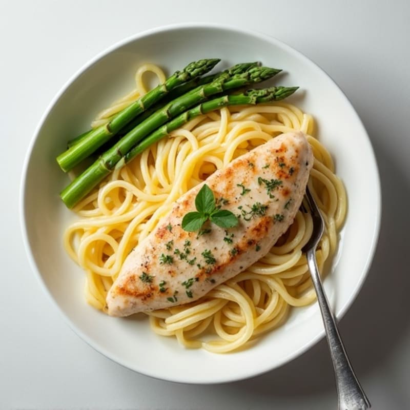 Creamy Lemon Chicken Pasta with Asparagus