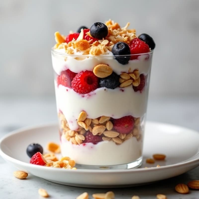 Creamy Greek Yogurt Parfait with Mixed Berries and Almonds