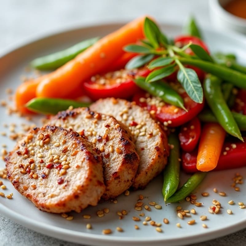 Five-Spice Glazed Pork Tenderloin with Sesame Vegetables