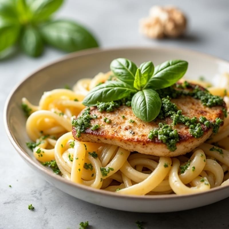 Fresh Basil Pesto Chicken with Whole Wheat Pasta