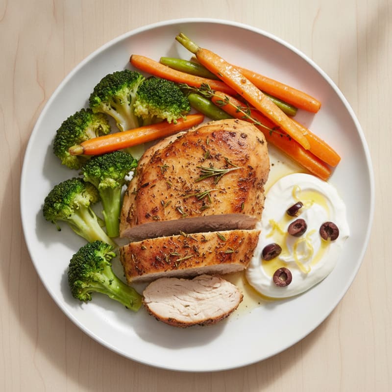 Herb-Roasted Turkey Breast with Steamed Vegetables