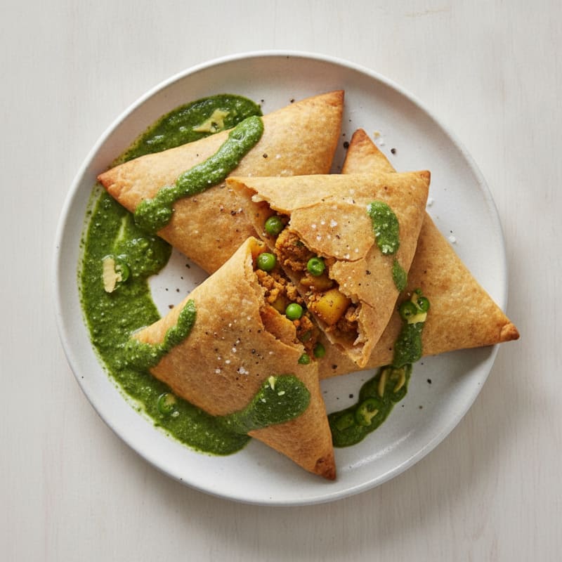 Spiced Potato Samosas with Chutney
