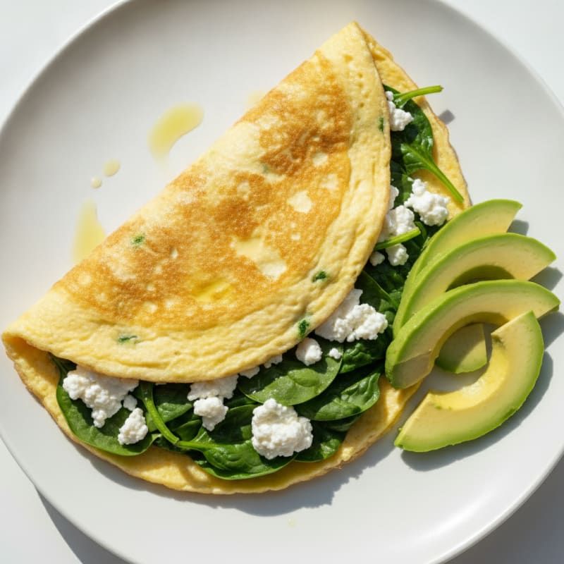 Egg White Spinach Omelette with Cottage Cheese