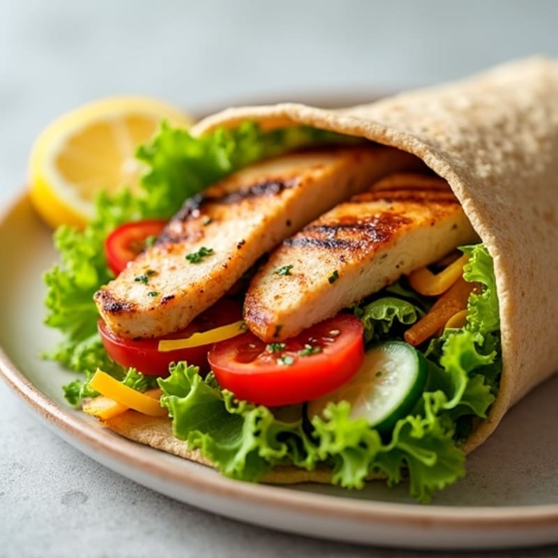 Grilled Chicken and Fresh Crunchy Veggie Wrap