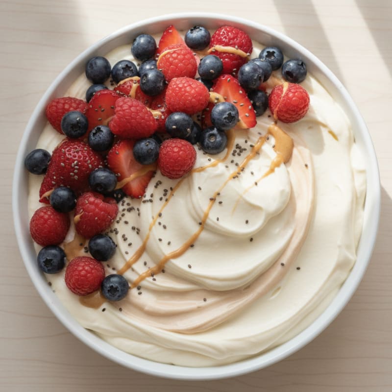 Silky Greek Yogurt Protein Pudding with Mixed Berries
