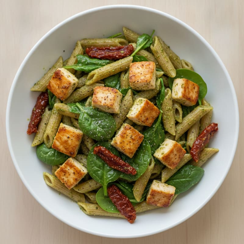 Pesto Chicken Pasta with Sun-Dried Tomatoes