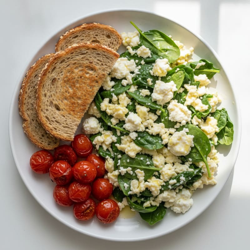 Egg White Scramble with Spinach and Cottage Cheese