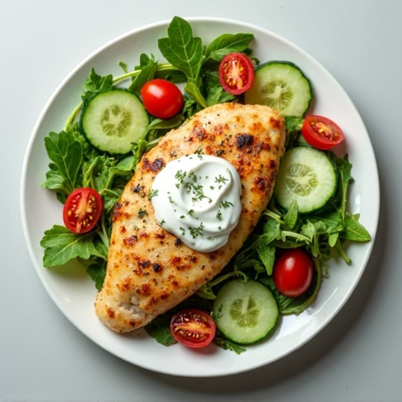 Pan-Seared Chicken with Creamy Herb Yogurt and Fresh Greens