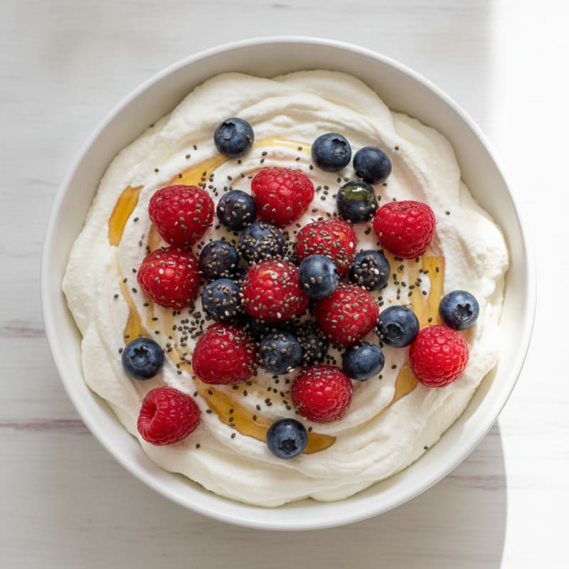 Greek Yogurt Protein Mousse with Mixed Berries