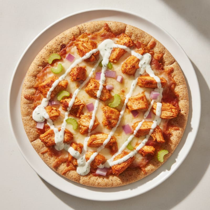 Buffalo Chicken Pizza with Ranch Drizzle