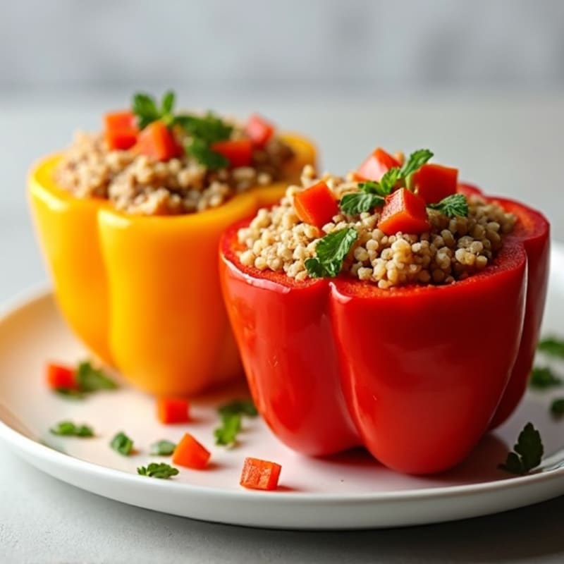 Hearty Lean Ground Turkey and Quinoa Stuffed Bell Peppers