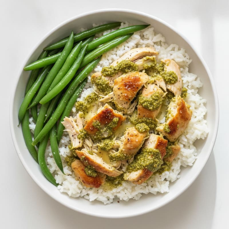 Rotisserie Chicken Pesto Rice Bowl