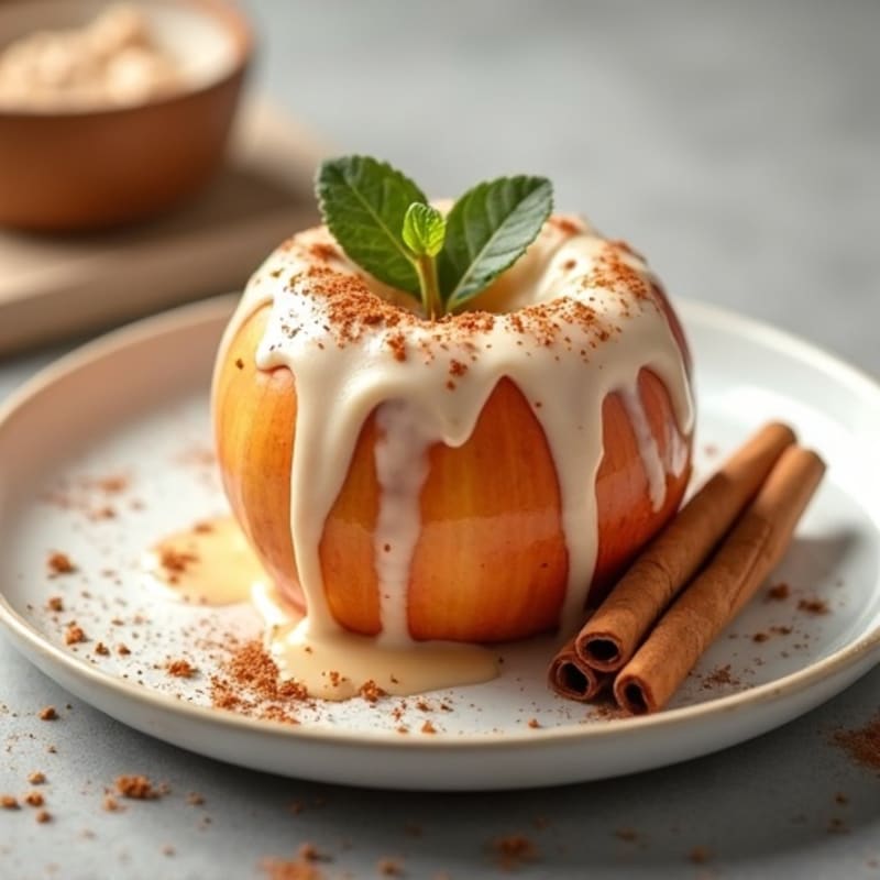 Cinnamon-Spiced Baked Apple with Greek Yogurt Drizzle
