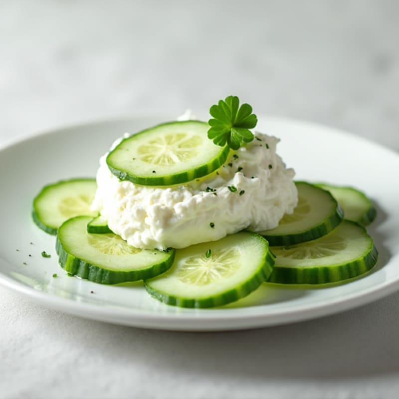 Low Fat Cottage Cheese with Sliced Cucumbers