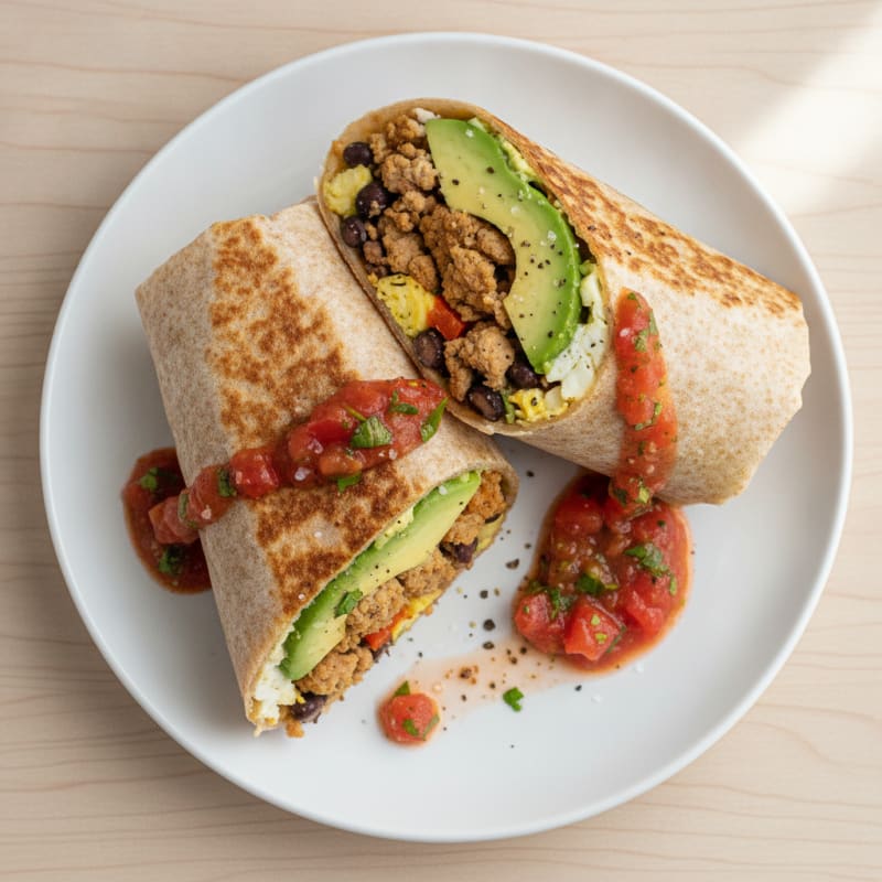 Loaded Breakfast Burrito with Salsa