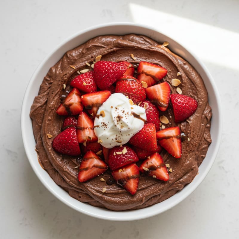 Chocolate Protein Mousse with Fresh Strawberries
